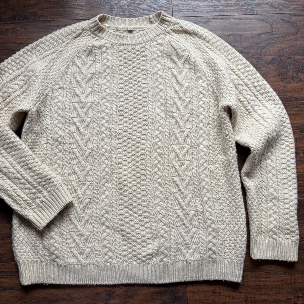 Schott Bros Wool Blend Fisherman Chunky Cable Sweater